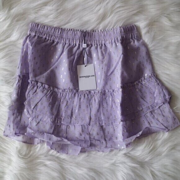 NWT Generation Love Audrina Silk Mini Skirt Size XS High Waisted Lilac Purple - Picture 2 of 7